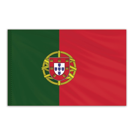 Portugal Indoor Nylon Flag 5'x8' With Gold Fringe